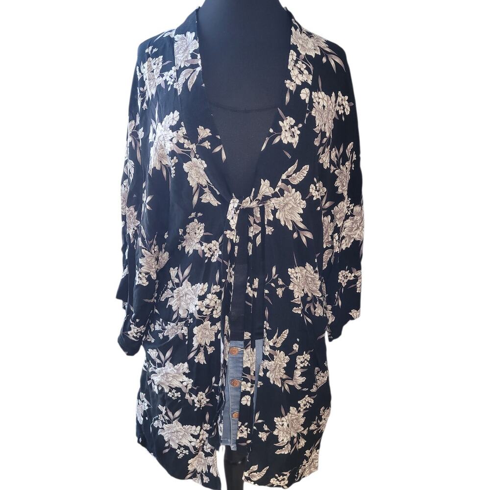 Spiritual Gangster Maya Kimono Black Floral Boho Yoga Luxe One Size